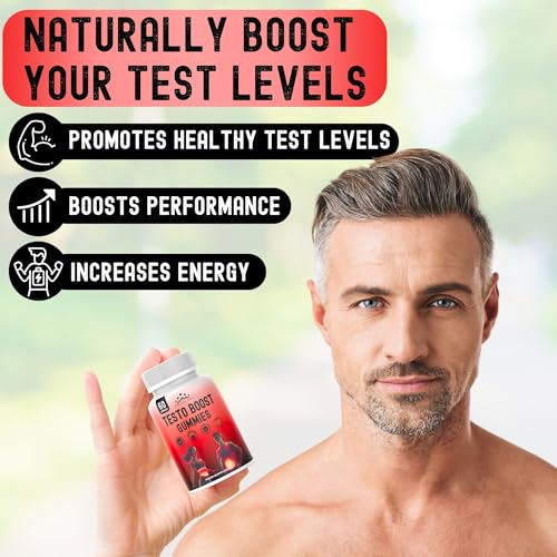 Testosterone Booster Gummies - Testosterone Supplements for Men - Vitamin D, Tribulus Terrestris Extract, Zinc, Maca Root - Testosterone Boosters Supplement for Normal Testosterone Levels - 60 Gummies - Image 3
