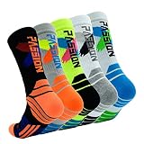 5 Pairs Mens Boys Athletic Crew Socks Comfort Breathable Cushioned Basketball Hiking Training Outdoo