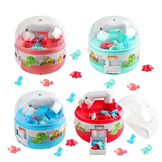 4 Pcs Mini Claw Machines, Mini Dinosaur Claw Machine Dinosaur Prizes Claw Machine Game For Kids Tiny Toy For Classroom Prizes Carnival Birthday Gifts Pinata Stuffers Party Favors For Boy And Girl 8-12