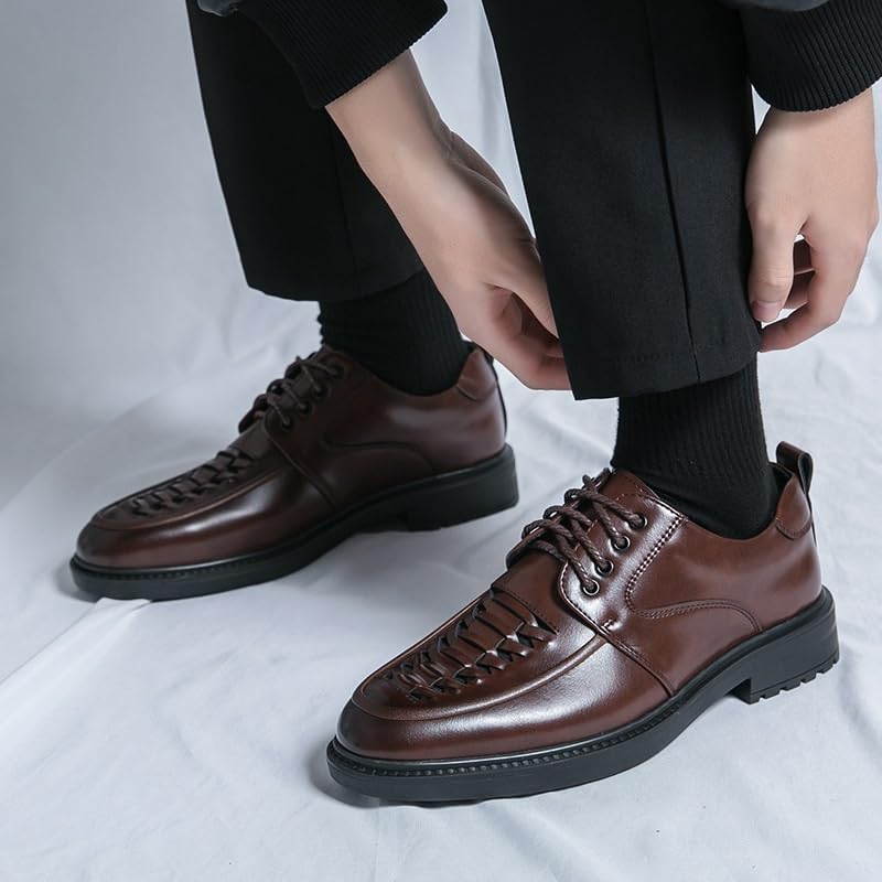 Orthopedic Dress Shoes for Men Lace Up Classic Formal Tuxedo Derby Shoes Classic Modern Wedding Formal Dress Shoes(Brown,8)2