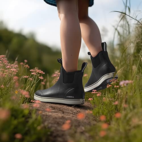 Image of HISEA Women's Ankle Rain Boots, Rubber Fishing Deck Boots, Garden Boots for Women Waterproof