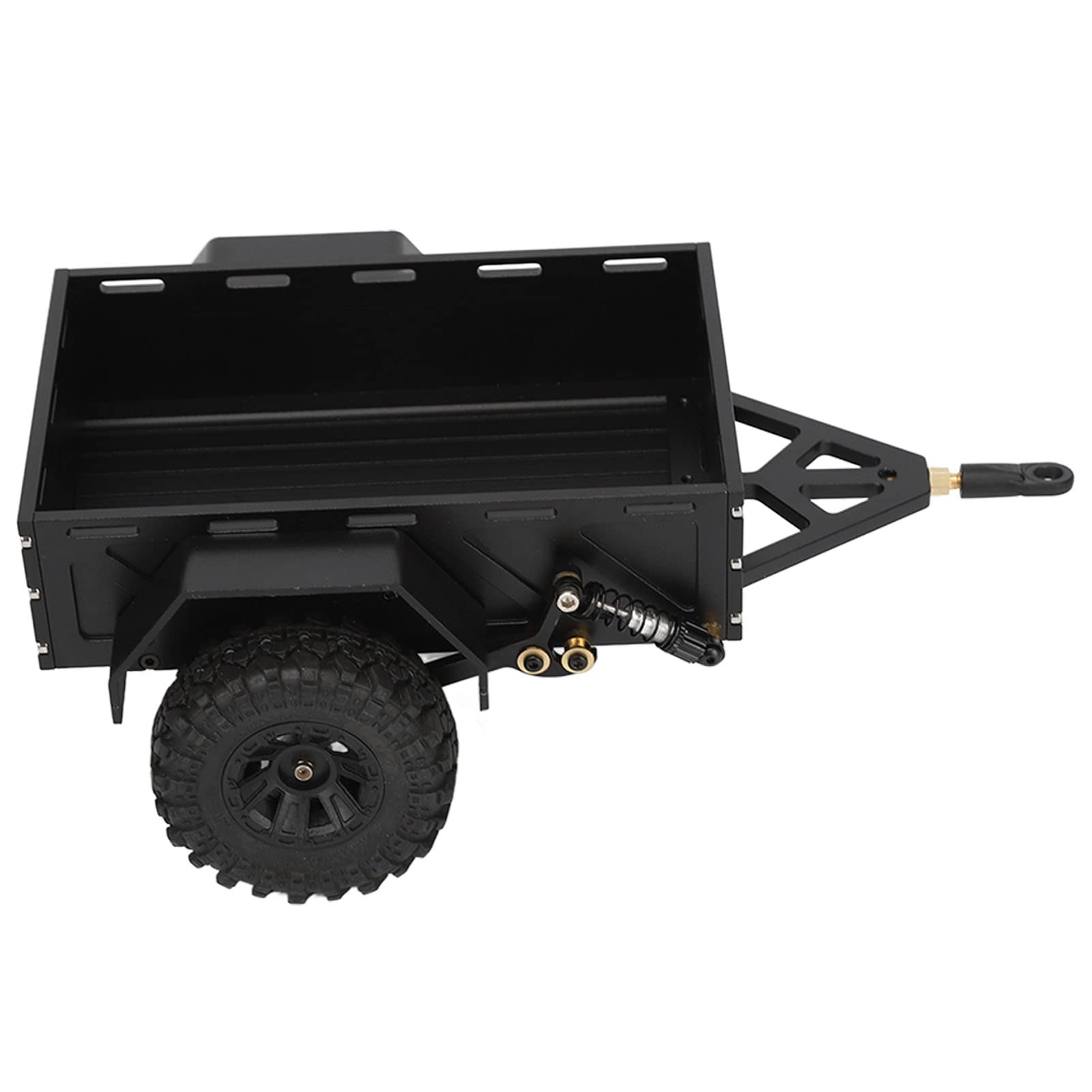 Tonysa 1/18 RC Auto Anhänger, Wasserdichter Hitch Anhänger mit Gummireifen, Fernsteuerbarer Anhänger aus Aluminiumlegierung, Simuliertes Styling für 1/18 RC Fahrzeuge, Schwarz