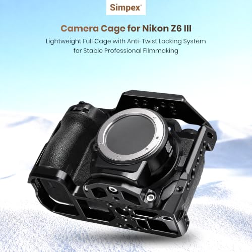 Image of Simpex Professional Camera cage Compatible with Z5 /Z6 /Z7 /Z6II /Z7II Series Cameras, Lightweight Aluminum Form Fitted cage with Quick Tripod mounting