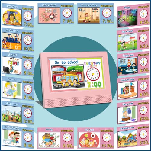 Kids Digital Alarm Clock Colorful, 7" Large LED Time Display Children's Sleep Trainer, Eye-Caring Digital Clock for Girls Boys Bedrooms Bedside, 17 Alarm Clock Settings Easy to Use Kids Birthday Gift - Image 5