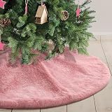 Atiming Pink Plush Christmas Tree Skirt 30 Inches Faux Fur Xmas Tree Skirt Base Cover Mat with Shiny Streamers for Christmas Tree Holiday Home Party Decorations - 78cm