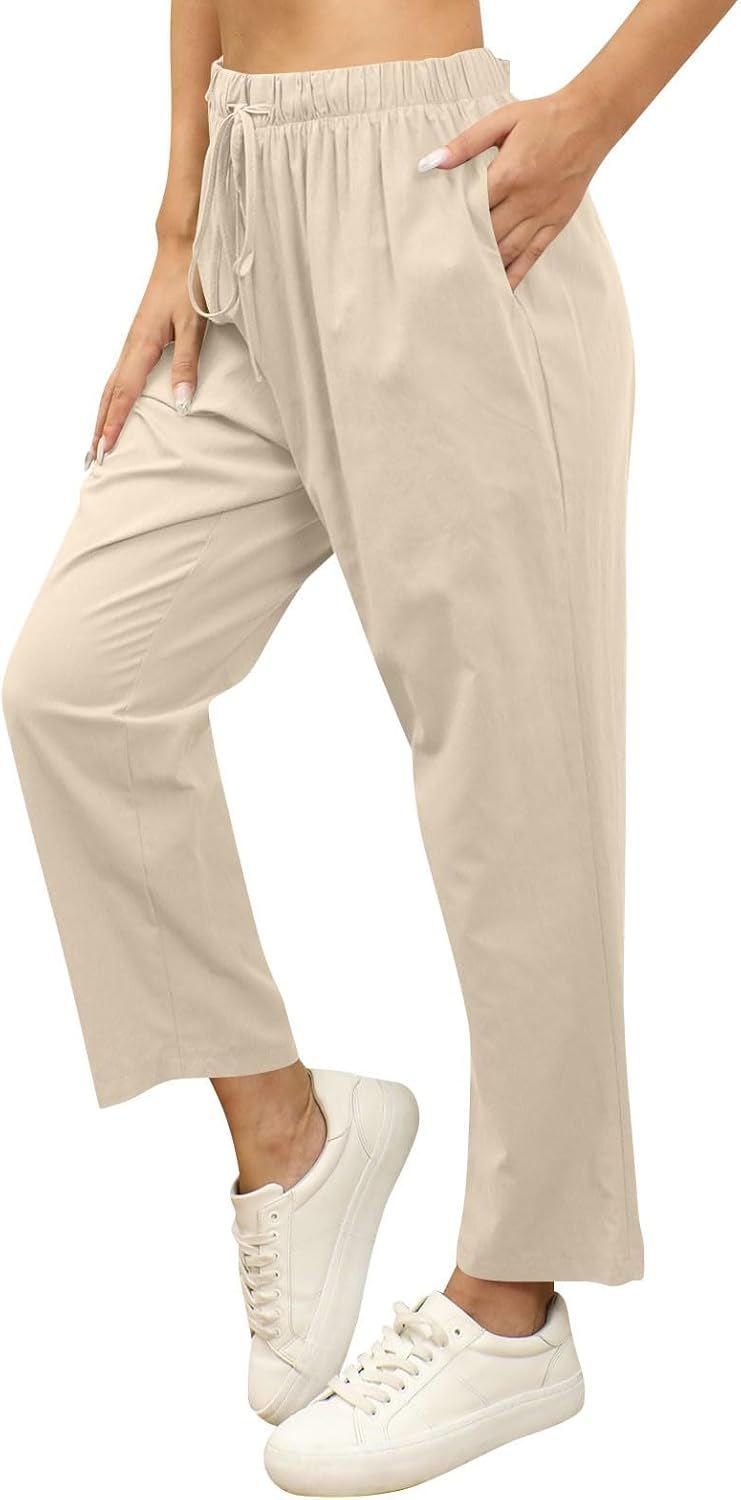 Travel Pants Women Palazzo Capri Wide Leg Loose Plus Size Baggy Trousers Flowy Comfy Lounge Spring Outfits