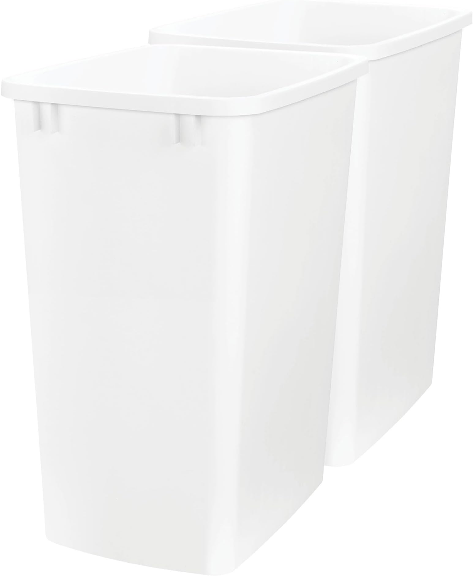 2-Pack 35 Quart Polymer Replacement Trash Bin, Recycle Waste Garbage Container for Kitchen Cabinet Pullouts, White, RV-35-11-2 - Large Plastic Bins for Home and Office