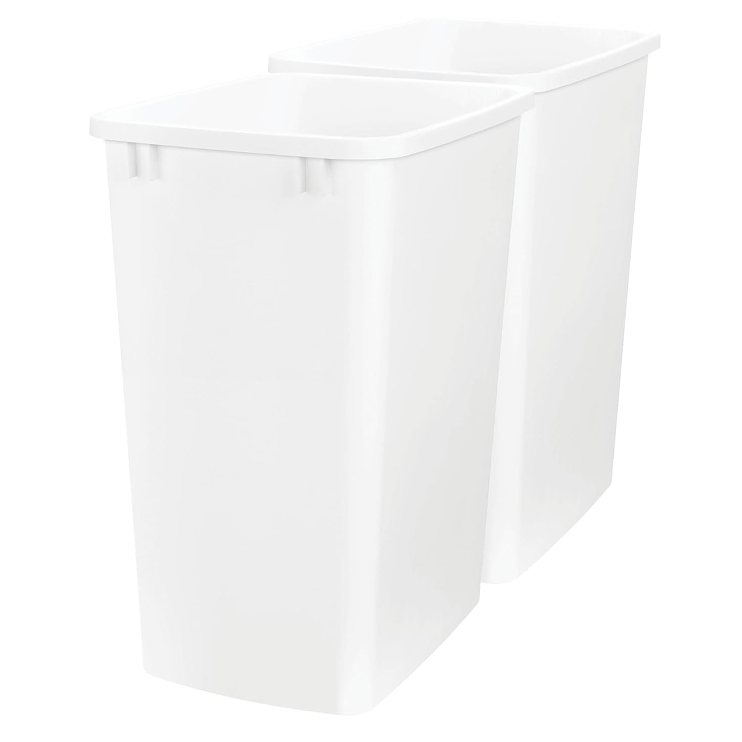 Rev-A-Shelf Polymer Replacement 35 Quart Trash Bin Recycle Waste Garbage Container for Kitchen Cabinet Pullouts, White, 2 Pack, RV-35-11-2 2 Pack White