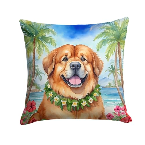 Caroline's Treasures Luau Party Decorative Throw Pillow, 18Hx18W, Tibetan Mastiff 6527