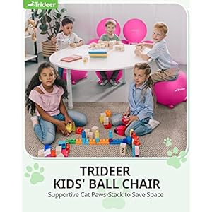 Trideer Flexible Seating for Classroom Elementary, Yoga Ball Chairs for Kids, Wobble Chair of School Supplies for Sensory Kids, Student Desk Chairs for Homeschool (Pink, 55cm) Trideer Flexible Seating for Classroom Elementary Yoga Ball Chairs for Kids Wobble Chair of School Supplies for Sensory Kids Student Desk Chairs for Homeschool Pink 55cm