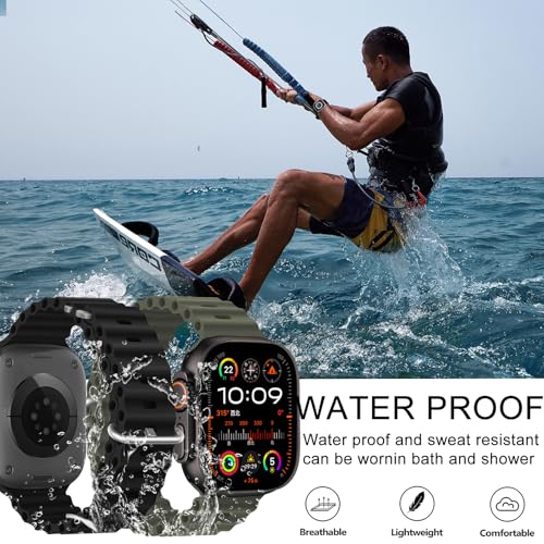 Pulseira esportiva de silicone Ocean - compatível com Apple Watch Ultra 2/Ultra de 49 mm, 45 mm e 44
