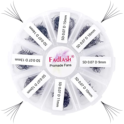 FADLASH Volume Lash Extensions 1000pcs Premade Fans Eyelash Extensions Promades Eyelash Loose Fans Pointed Base 5D/8D/10D/12D/14D/16D 9-16mm/15-20mm Mixed Tray Avalible (5D-0.07D, 9-16mm)