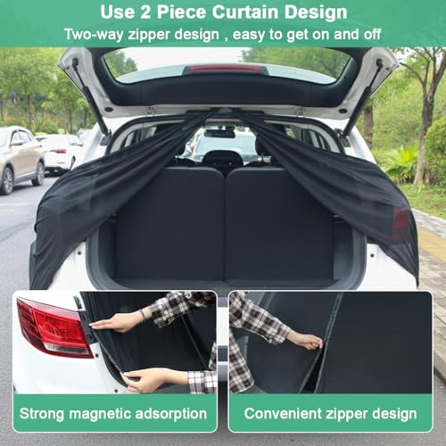 Image of STHIRA Car Tailgate Mesh Screen for SUV Van, Breathable Magnetic Car Screen for Tail Gate Hatch Camping Gear Accessories, Quick Set Up with Hook Strap Portable Camping Road Trip Essential