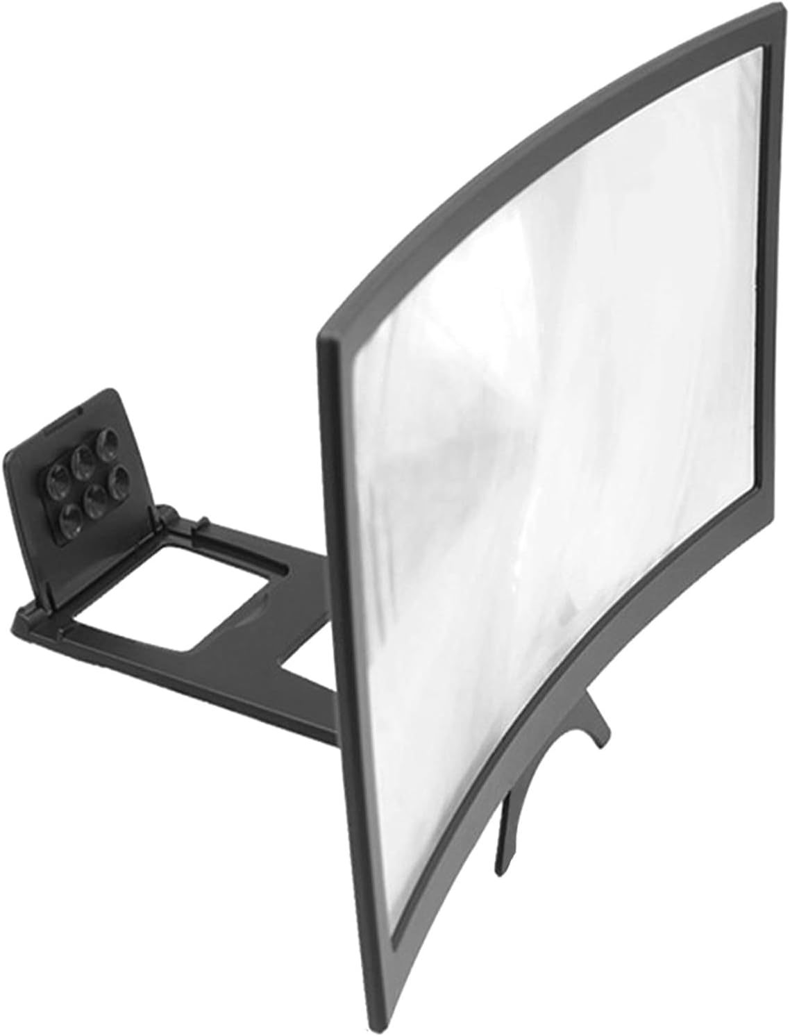 PRETYZOOM 12-inch Foldable Curved Mobile Screen Magnifier Phone Holder Stand with HD Amplifier for Smartphones, Portable Video Enlarger Bracket for Travel and Home Use