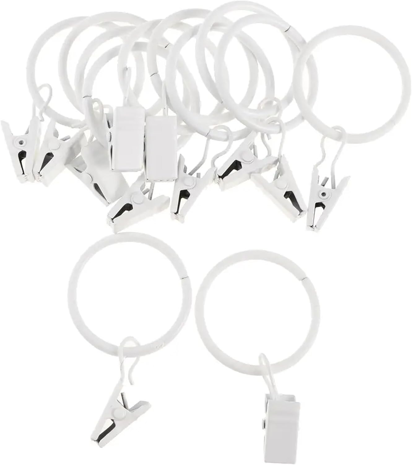 Curtain rings, Curtain Rings with Hooks 60Pcs Rustproof Metal Drapery Clips(White)
