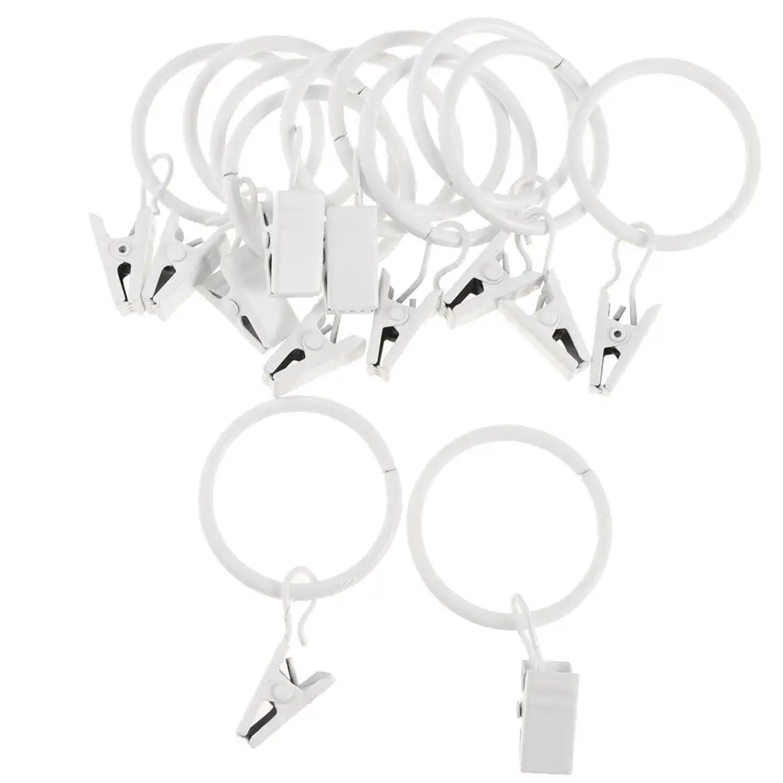 Curtain Rings 60Pcs Clips with Hook Rustproof Metal Drapery for Rods(White)
