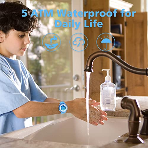 Image of Kids Watch,Boys Watch for 3-15 Year Old Boys,Digital Sport Outdoor Multifunctional Chronograph LED 50 M Waterproof Alarm Calendar Analog Watch for Children with Silicone Band,Kids Gift
