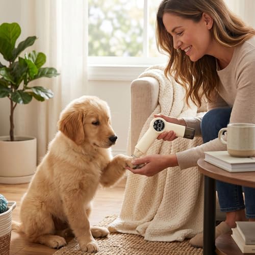 Amoladora de uñas para mascotas recargable de poco ruido blanca 7