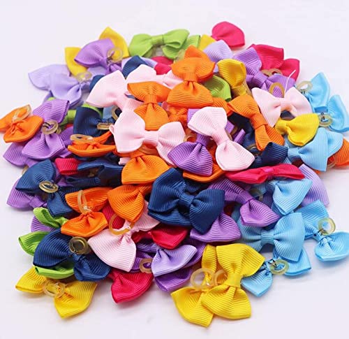 Fzbnsrko 20Pcs Dog Rubber Bands Solid Color Bows Pet Grooming Products Pet Bows (Random Color,1"X 1.5"Inches) #TOP30
