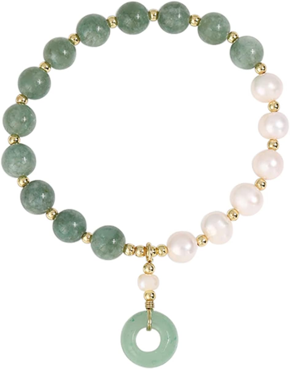Healing Crystal Bracelet Gold Wealthy Lucky Pearl Feng Shui Jade Bracelet for Women