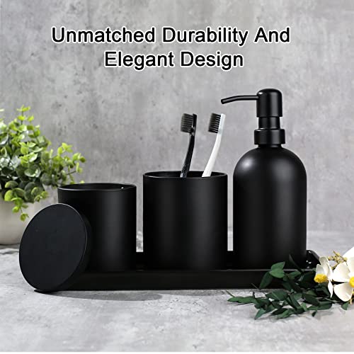 Gmisun Black Bathroom Accessories Set, Matte Black Bathroom Accessory Set, Bathroom Soap Dispenser And Toothbrush Holder Set, Qtip Holder, Modern Bathroom Decor Sets, Glass Bath Accessories Sets #TOP3