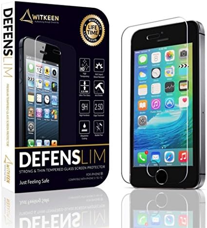 Witkeen iPhone SE / 5 / 5S / 5C Tempered Glass Screen Protector Ballistic HD Anti-Shatter and Oleophobic