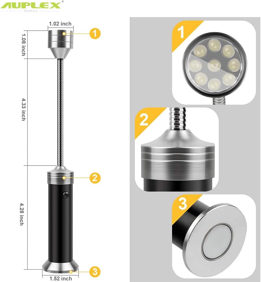 Barbecue Light Magnetic Base Super Bright LED BBQ Lighting 360 Degree Flexible Neck Weather Resistant Grilling Light