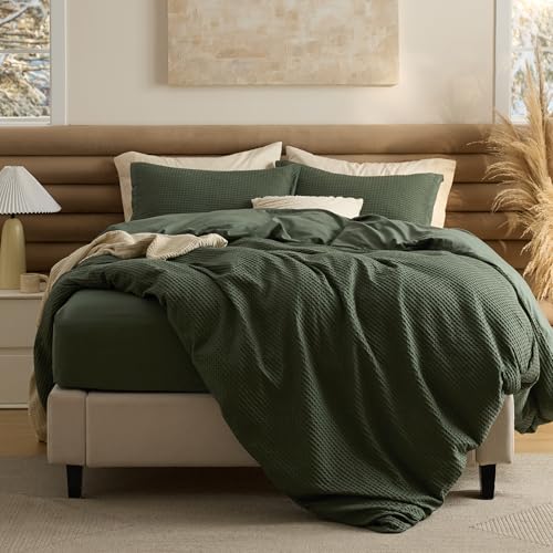 Bedsure 100% Cotton Duvet Cover King Size with Fitted Sheet