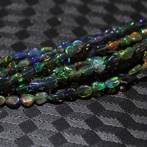 Perles opale noire d'Éthiopie 4-8mm en poire lisse pour la création de bijoux DIY de 33cm