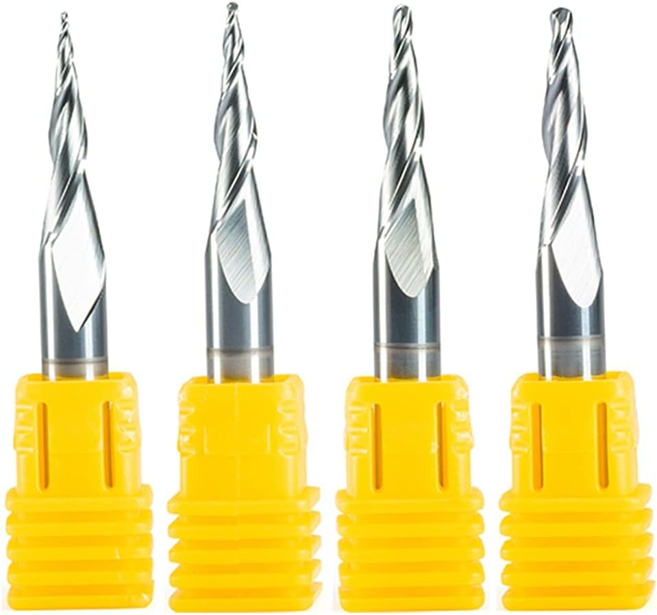 Hardware Milling Cutter 4pc HRC55 R0.25 R0.5 R0.75 R1.0 SHK 6mm Tapered Ball End Mill With Tungsten Carbide Coating Tapered Tapered Cnc Cutter (Dimensions : R0.25XD6X20.5X50mm)