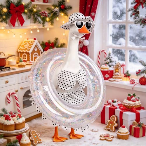 yuboo Christmas Porch Goose Outfits Fits 23 Inch, Goose Clothes with Swim Ring Sunglasses Hat Bikini, Garden Lawn Yard Halloween Play Decor - image 6