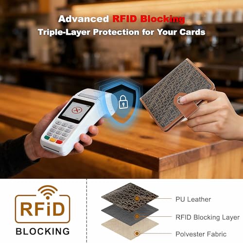Image of Passport Holder for Travel, RFID Blocking Leather Airtag Wallet for Women Men, Large Passport Cover Essentials Gift, Tickets, Cash, Photo, Sim Card Pen Slot - Brown