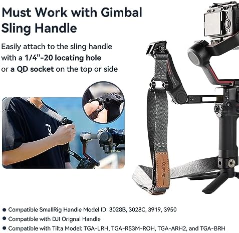 SMALLRIG Pasek na ramię RS3 RS2 redukujący wagę, kompatybilny z uchwytem do zawieszenia dla DJI, pasem gimbalowym z klamrami QD Quick Release dla DJI RS 3 / RS 3 Pro/RS 2-4118, 4118-CF
