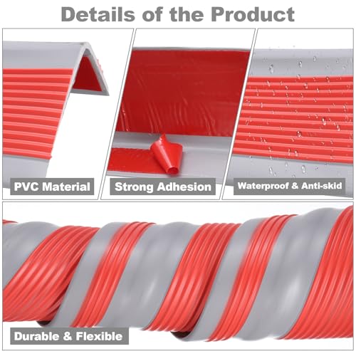 QUARKZMAN Stufenkantenschutz, rutschfeste Treppenkante, selbstklebende Treppenstufenleisten für den Innen- und Außenbereich, Zuhause, Büro, Rot (2,2 m)
