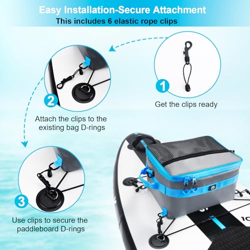 Image of YVLEEN Waterproof Paddle Board Cooler, SUP Cooler Durable PVC Material Paddle Board Deck Bag with Mesh Top Pocket, Adjustable Straps, Super Capacity for Stand-Up Paddleboard and Kayak Accessories