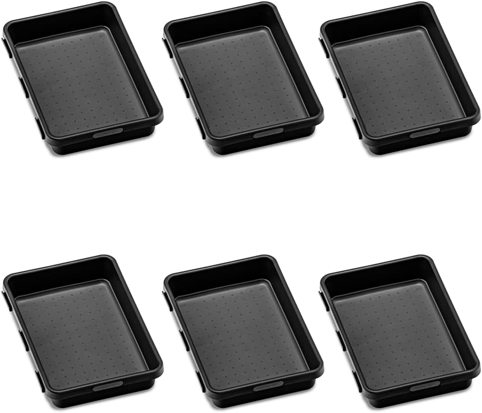 madesmart Antimicrobial Interlocking Drawer Organizer, 9" x 6" Storage Bins, Soft