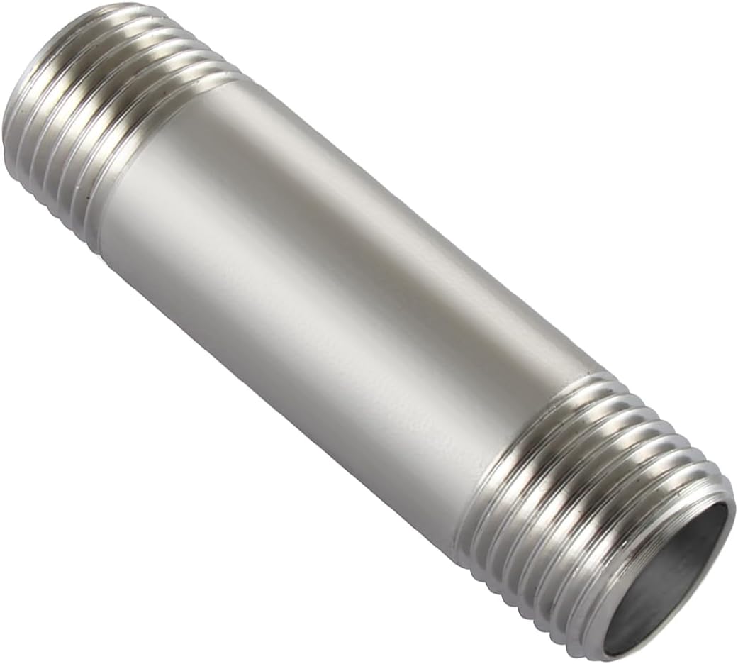 Beduan Stainless Steel Pipe Fittings, 1/4" NPT x 1/4" NPT Male Threaded, 8" Length Nipple Cast Pipe