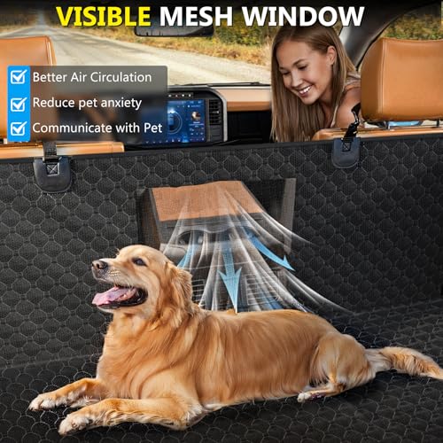 DIAMOOKY Truck Back Seat Extender for Dogs, Upgraded Waterproof Pet Seat Cover with Door Protection, Hard Bottom, Holds 400 lbs, Dog Hammock for F150/Silverado 1500/Sierra 1500/RAM 1500/Titan