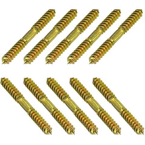10 PCS 8 * 80mm Double Ended Screws,Double Pointed Head Self Tapping Screws, Double Head Wood to Wood Screws Cover