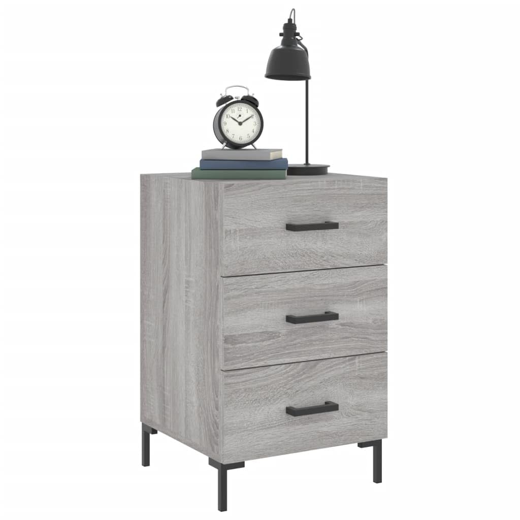 Stolik nocny Sonoma z materiału drewnopochodnego, 40 x 40 x 66 cm, z szufladą i miejscem do przechowywania, metalowe nóżki, szafka nocna do sypialni, salonu i łóżka kontynentalnego