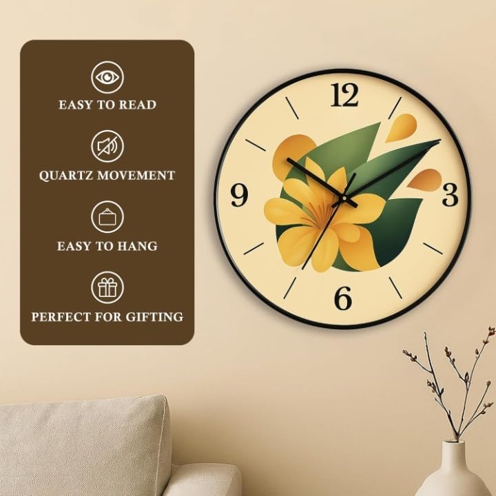 Image of TEKCOOL Wall Clock 12 inch Silent Quartz Decorative Wall Clock Non-Ticking Classic Digital Clock Battery Operated Round Easy to Read Handheld Complete Home /Kitchen /Bedroom(408);