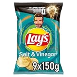 Lay's Salt & Vinegar Geschmack- Knusprig gewürzte Kartoffelchips für eine gelungene Party (9 x 150 g) (Verpackungsdesign kann abweichen)