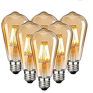 HISAYSY Edison Vintage gloeilamp, Edison ledlamp, warm wit, E27, 4W, retro gloeilamp, vintage antieke gloeilamp, ideaal voor nostalgische en retro verlichting in de familie, hotel, bar enz 6 stuks
