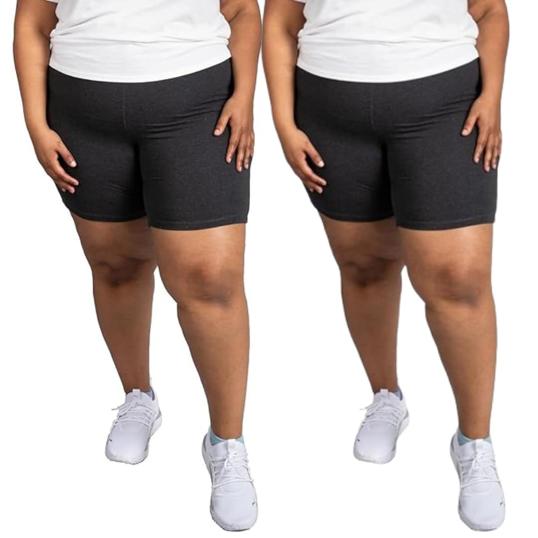 KIKWIT Plus Size Slip Shorts for Women, Running Shorts, Anti Chafing Boy Shorts, Cycling, Yoga, Gym, Workout, Biker, Under Dress Or Skirt Shorts(Pack of 2) (in, Alpha, 4XL, Plus, Black)