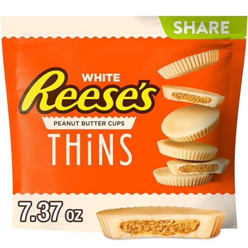 REESE'S THiNS White Creme Peanut Butter Cups, Candy Share Pack, 7.37 oz