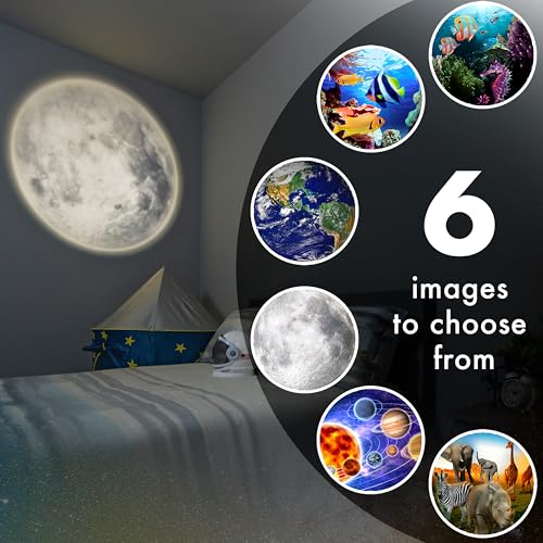 Image of Projectables Six Image LED Plug-In Night Light, Light Sensing, Auto On /Off, Projects Solar System, Earth, Moon, Safari, Aquarium, and Coral Reef on Ceiling, Wall, or Floor 13347