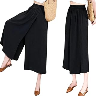 ガウチョパンツ 7分丈 レディース キュロットパンツ 体型カバー 無地 薄手 通気性 リラックス キュロットパンツ ハイウエスト ワイドパンツ 普段着