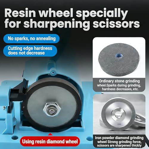 Afilador de Tijeras eléctrico, máquina afiladora de Cuchillos de 4500 RPM con Rueda de Diamante, Ideal para Tijeras de Sastre y Tijeras de Tela, Ropa y Cocina. (Blue)