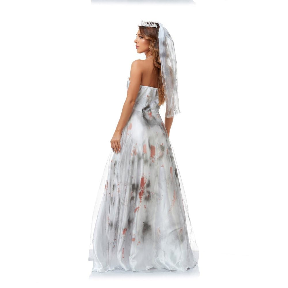 Halloween-kostüm Für Damen: Tote Braut, Geisterbraut-korsettkleid Und Schleier-Set, Cosplay-Outfit