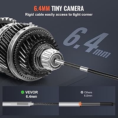 VEVOR Articulating Borescope Camera with Light, Two-Way Articulated Endoscope Inspection Camera with 6.4mm Tiny Lens, 5 IPS 1080P HD Screen, 8X Zoom, 8 LED Light Snake Camera for Automotive, Plumbing